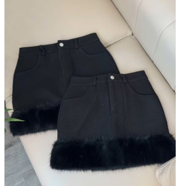 Chân váy KAKI JEAN phối lông , hàng THIẾT KẾ SHOP ( CV KAKI LÔNG CỪU TRƯỚC)
