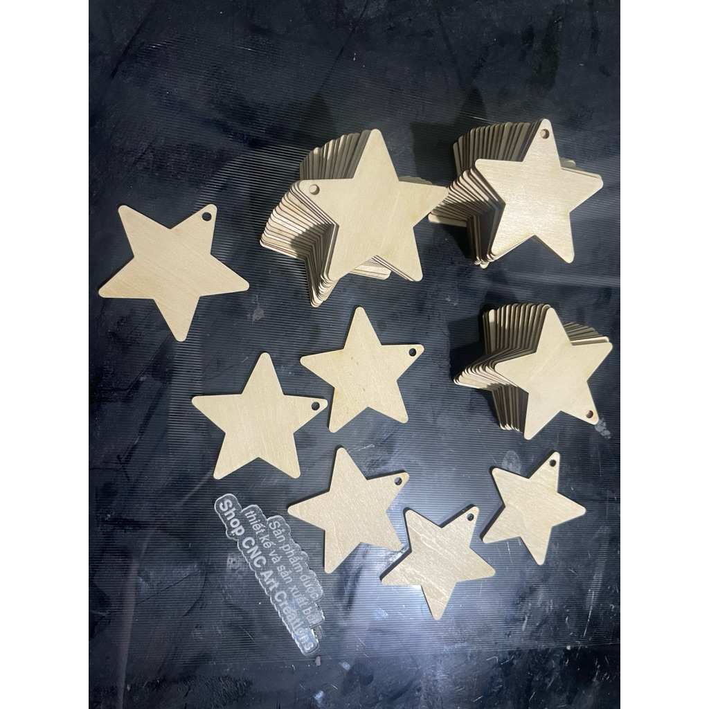 PHÔI GỖ HÌNH NGÔI SAO LÀM MÓC KHÓA – GỖ BASSWOOD CẮT LASER