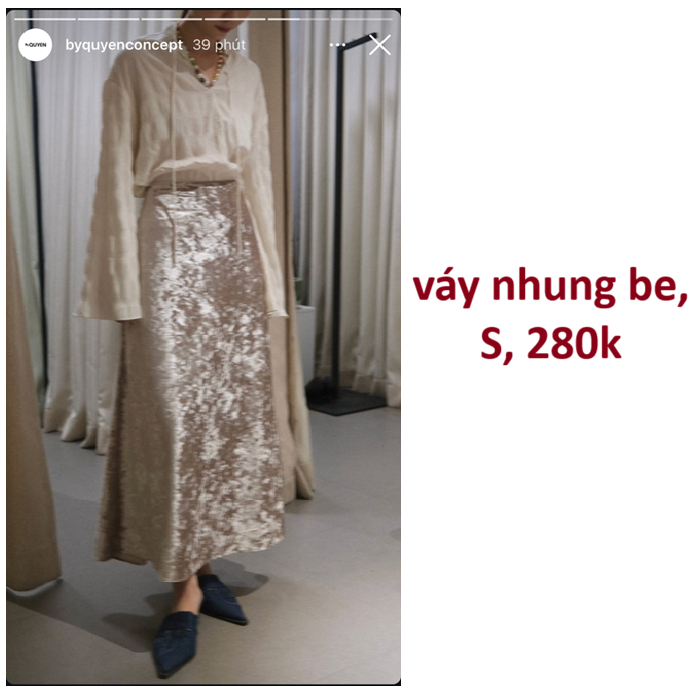 váy nhung màu be BY QUYEN CONCEPT