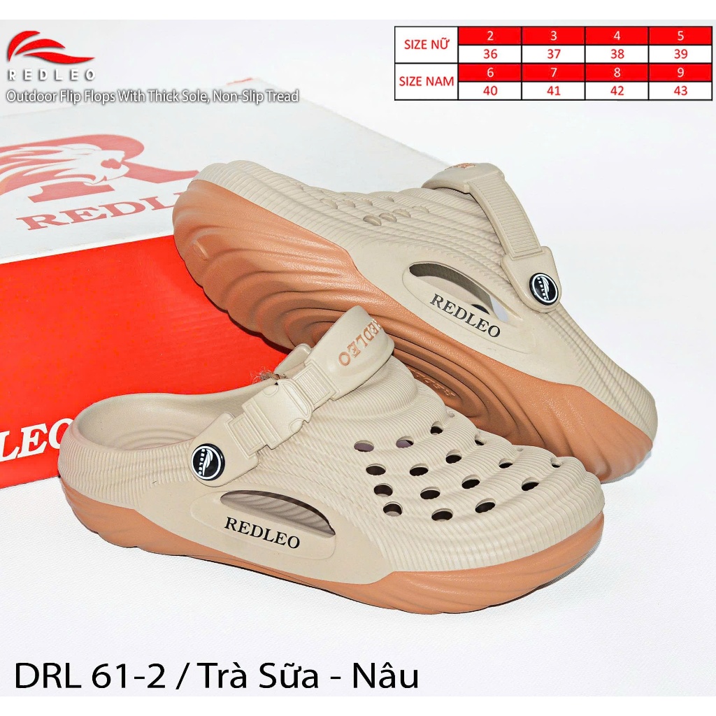 (CHÍNH HÃNG) (Đặt tăng 1 size) Dép sục nam nữ REDLEO_DRL_61 đúc cao su EVA nguyên khối, êm mềm nhẹ bền, không thấm nước