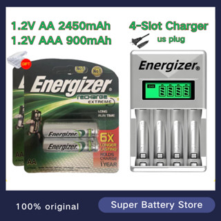 Vi 2 Viên Energizer Pin Sạc 1.2V Nimh  Pin AA2450mAh /AAA900mAh 2A/3A Bộ Sạc 4 khe chính hãng[Giao hàng nhanh]