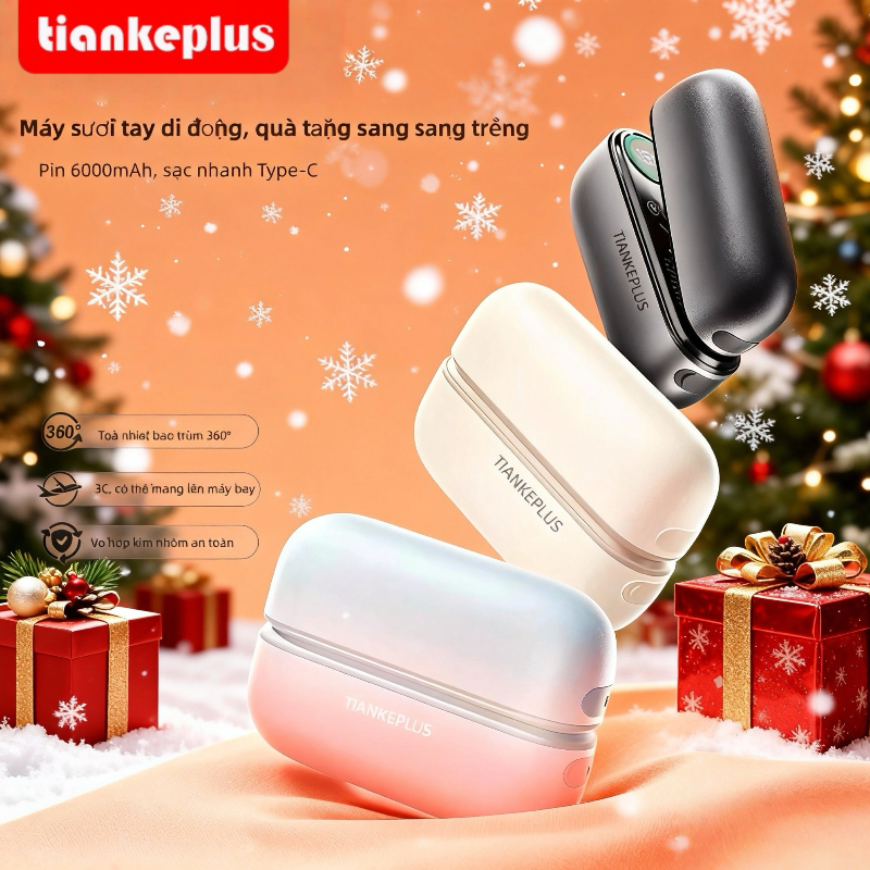 Tiankeplus Mẫu Mới: Sưởi Ấm Nam Châm 2 Trong 1, Thiết Kế Nhiệt Độ Ổn Định 4 Mặt, Pin 6000mAh, Sạc Type-C | BigBuy360 - bigbuy360.vn
