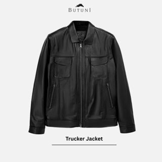  Áo Khoác Áo Da Nam Da Bò BUTUNI Trucker Jacket Áo Khoác Da Nam Lót Lụa Cao Cấp Bảo Hành 5 Năm 