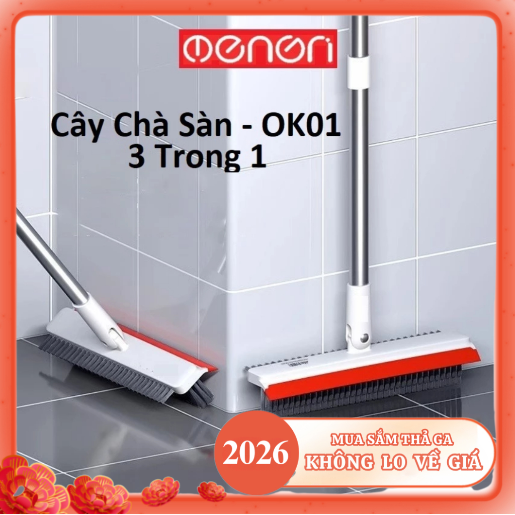 Cây Lau Sàn Nhà Tắm Đa Năng 2 trong 1 Bộ chổi Cọ Sàn Toilet và Gạt Nước – OENON