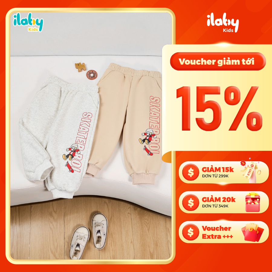 [ILABY HCM] Quần Jogger bé trai SKATER BOY thiết kế bo gấu thể thao form thoải mái [3464]
