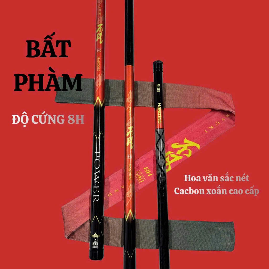 Cần Câu Tay HANDING RYUKI BẤT PHÀM 8H Chất Lượng + Chuyên Săn Hàng Tải Cá Lớn Tặng kèm phụ kiện