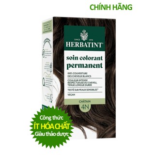   Màu hạt dẻ 4N  Gel nhuộm phủ bạc dưỡng tóc với 8 thảo mộc Herbatint chính hãng Ý 