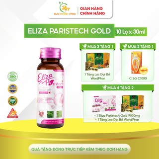  Collagen nước Eliza Paristech Gold 9000mg ngừa lão hóa sáng mịn hồng hào hộp 10 lọ x 30ml 