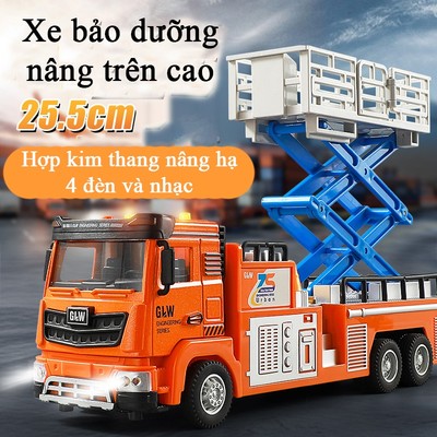 Đồ chơi xe bảo dưỡng nâng KAVY trên cao bằng hợp kim có nhạc và đèn dài 26cm tặng 2 chú công nhân