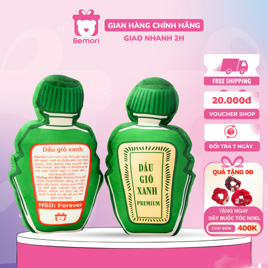 Gấu Bống Dầu Gió Xanh Premium BEMORI Gấu Nhồi Bông 80cm Phiên Bản Độc Lạ Quà Tặng Đồng Nghiệp Bị Dí 