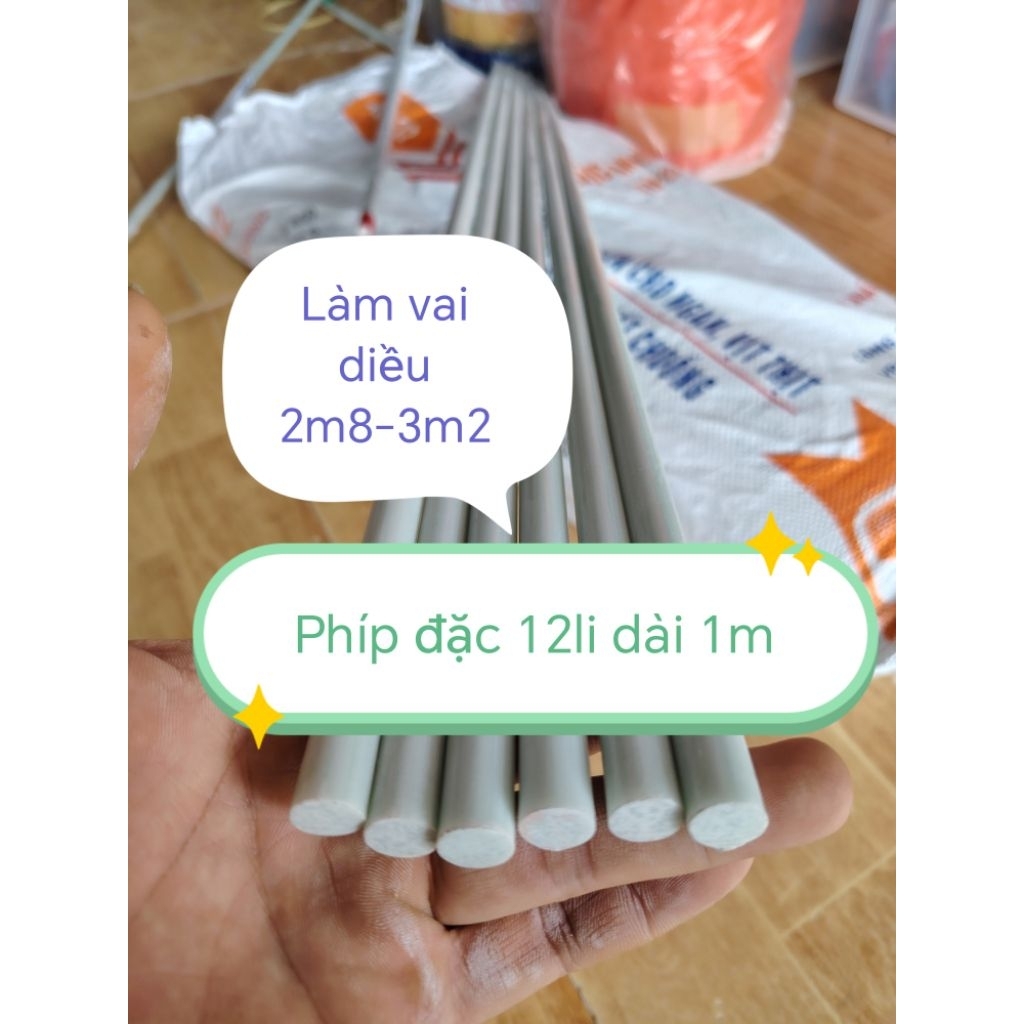 Phíp 12li  đặc độ vai diều liền từ 2m8-3m3. phụ kiện chơi diều sáo.