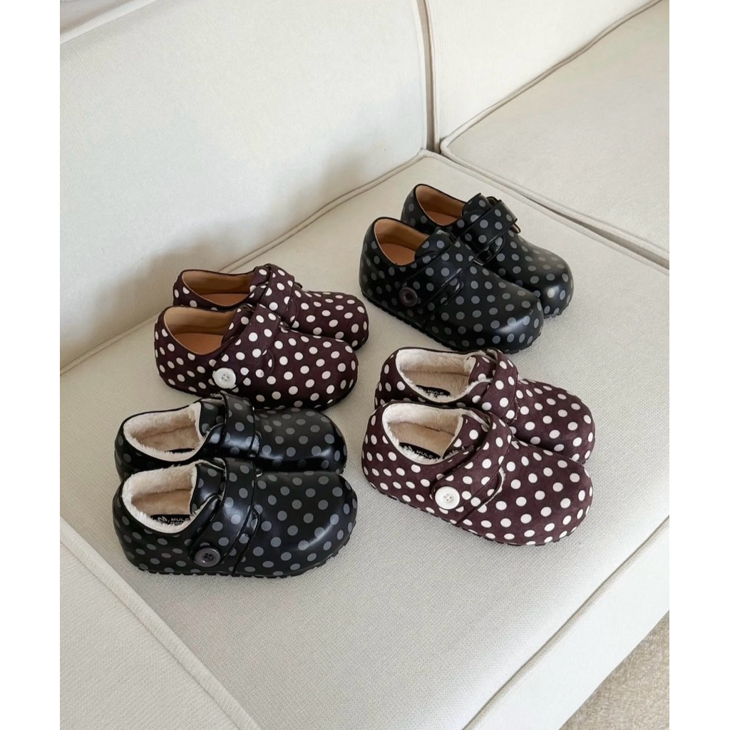 Giày sục Mule Donkey chấm bi đế chunky