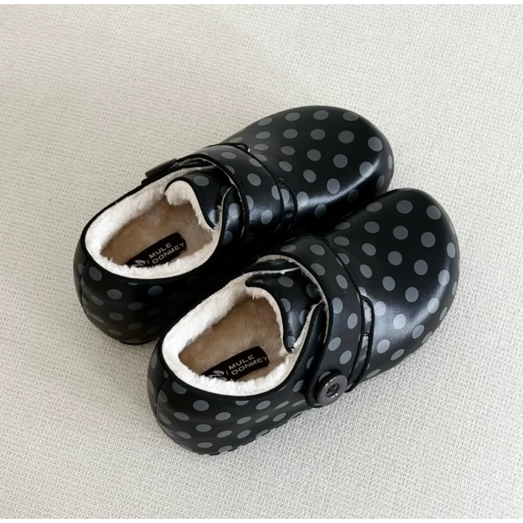 Giày sục Mule Donkey chấm bi đế chunky