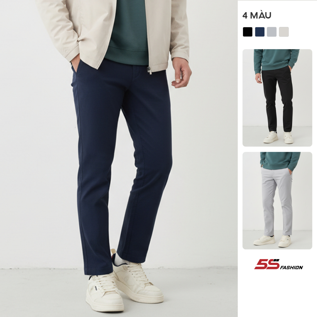 Quần Dài Kaki Nam 5S FASHION Chất Cotton Trơn Basic Phom Regular Thoải Mái QKK24004-24104