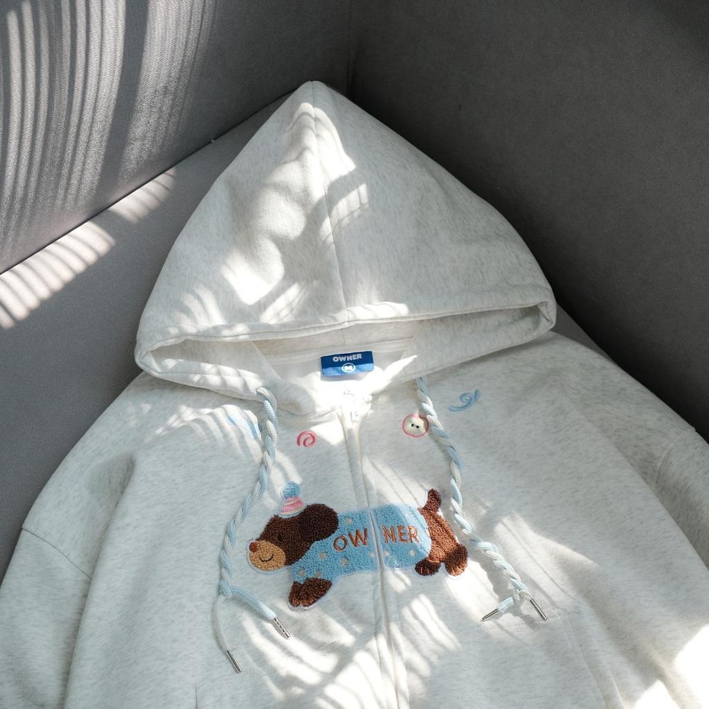 Áo khoác nỉ 2 mặt KHÔNG DÀY dây kéo LONGDOG OWNER Form Boxy - OWNER Hoodie Zip