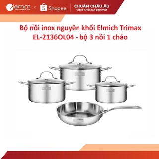  Bộ nồi inox nguyên khối Elmich Trimax EL-2136OL04 size 18 20 24 chảo 24cm 