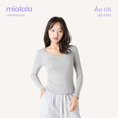 Mialala Áo Thun Giữ Nhiệt Cổ Thấp Chất Cotton Mềm Mại Co Giãn Có Mút Sẵn Tiện Lợi FAR06086065
