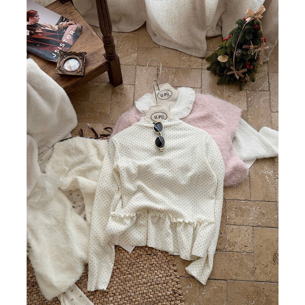 (QCCC)👚 Áo Blouse Peplum Tay Dài Chấm Bi - Nữ Tính & Thanh Lịch - DH42