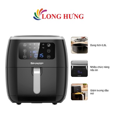 Nồi chiên không dầu điện tử Sharp 6.8 lít KF-AF68EPV-BK - Hàng chính hãng