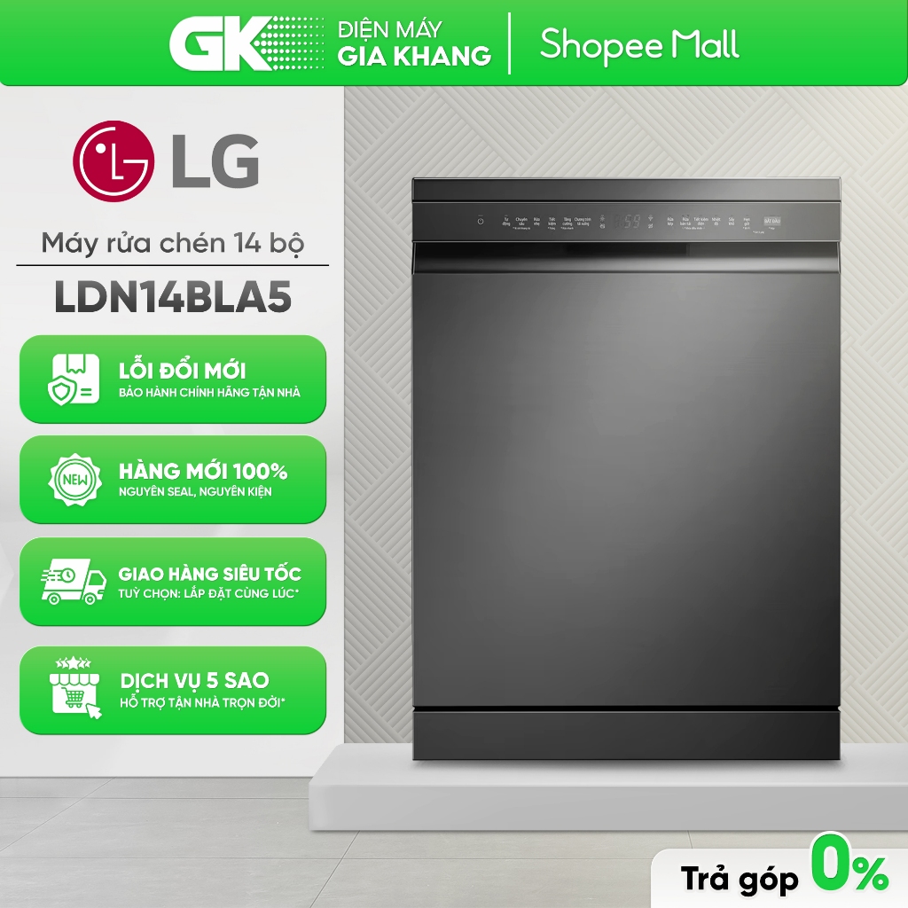 [Shopee - Lắp đặt 0Đ HN HCM] LDT14BGA3 | LDT14SVA4 | LDT14BLA4 | LDN14BLA5 - Máy Rửa Chén Độc Lập LG