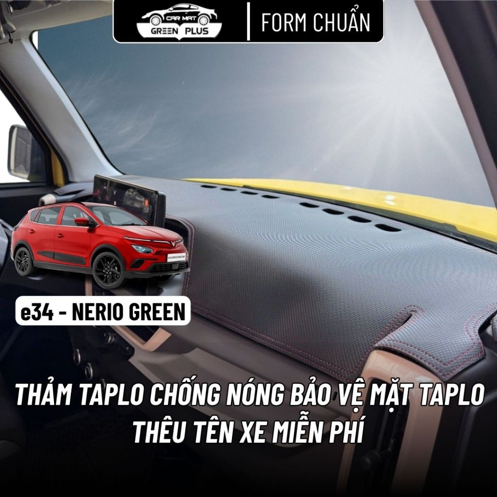 Thảm Taplo Chống Nóng Bảo Vệ Mặt Taplo Cho Xe Vinfast VF e34 / NERIO GREEN