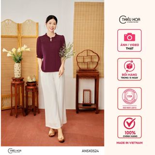  Áo kiểu trung niên chất liệu Lụa tạo cảm giác thoải mái nhẹ nhàng thương hiệu Thiều Hoa AN5X0524 