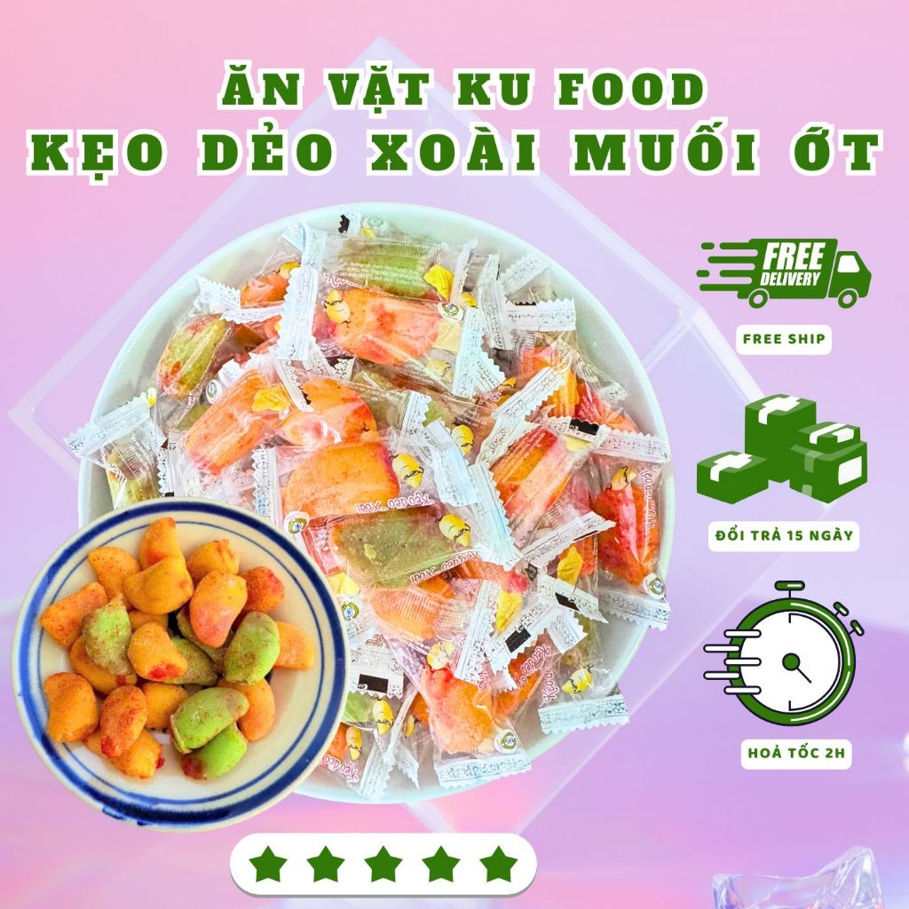 [TÚI TO 1KG] Kẹo Dẻo Xoài Muối Ớt Nhân Chảy - Kẹo Xoài Muối Ớt