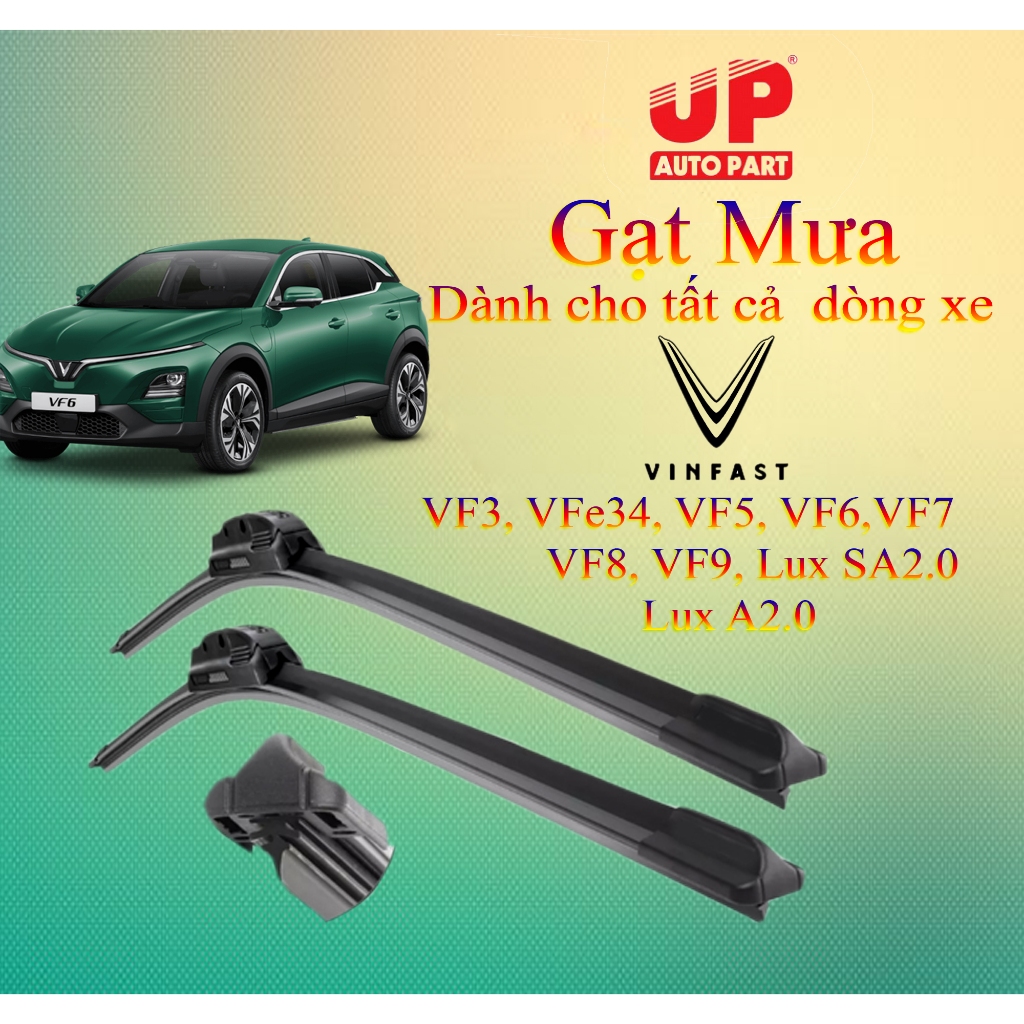 Gạt mưa ôtô dành cho tất cả dòng xe VINFAST VF3, VFe34, VF5, VF6,VF8, Fadil, LIMO GREER- Xương mềm Silicone -Up Part OEM