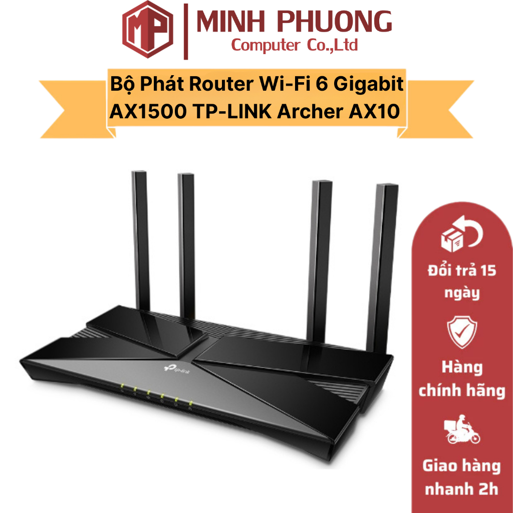 Bộ Phát Router Wi-Fi 6 Gigabit TP-LINK AX1500 Model Archer AX10