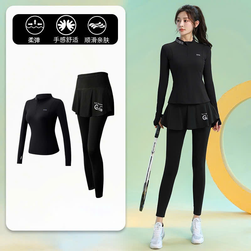 Bộ quần dài váy áo tay dài tập gym yoga chạy bộ cầu lông cho nữ chất đẹp