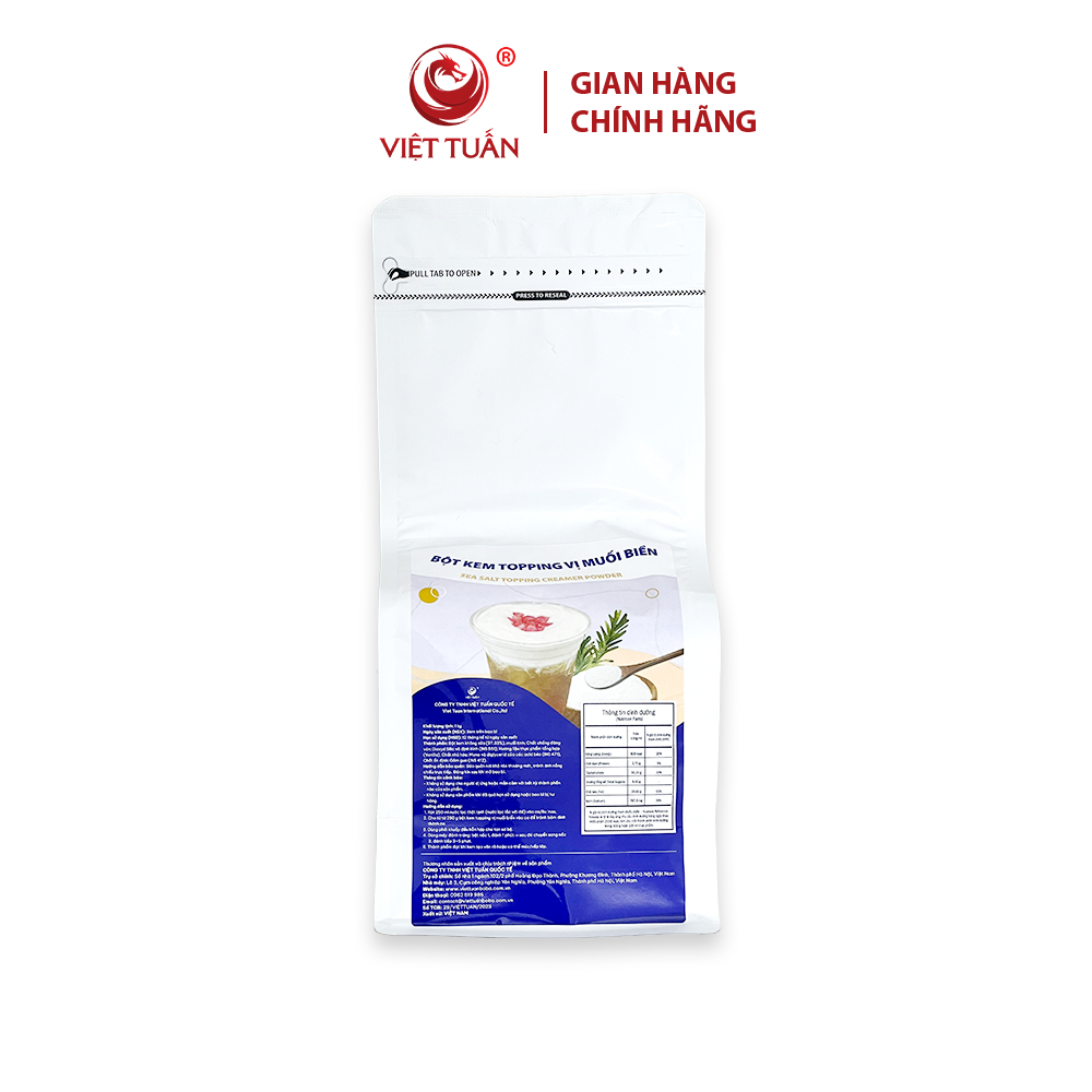 Bột Kem Topping Vị Muối Biển Việt Tuấn Gói 1kg - Topping Kem Muối, Sánh Béo, Đa Dụng