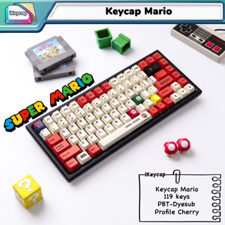  Keycap Mario 2025| Keycap Mario Đỏ Profile Cherry dành cho bàn phím cơ 119 nút nhựa PBT  in Dyesub 