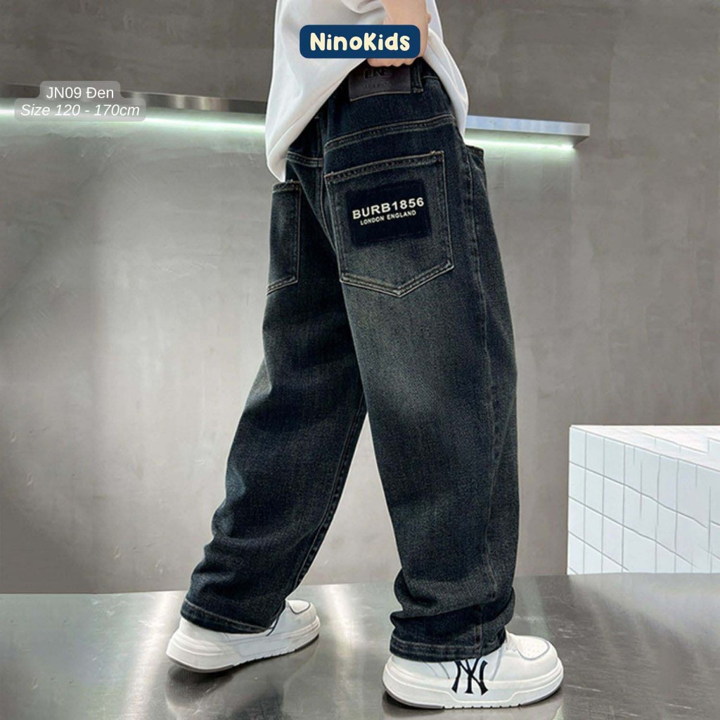 Quần Jeans cho bé trai từ 6 - 14 tuổi, Thiết kế phong cách Hàn Quốc, chất liệu vải denim cao cấp, JN