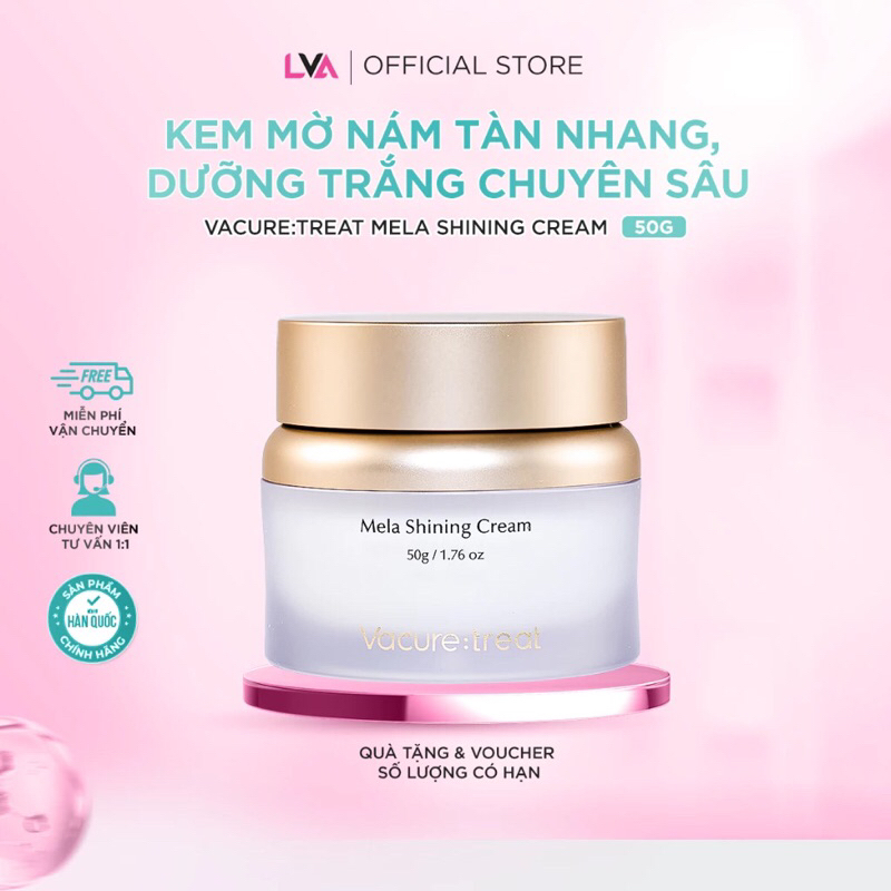 [Tặng Serum BrLab]Kem Mờ Nám Tàn Nhang, Dưỡng Trắng Chuyên Sâu Vacure:treat Mela Shining Cream 50g