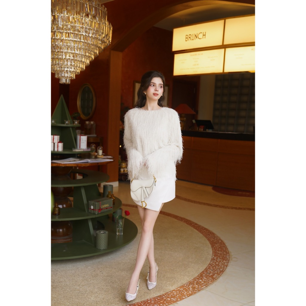 [KIMIE SET] Áo lông dáng ngắn và chân váy mini thiết kế by DARLING DIVA, chất liệu lót lụa cao cấp