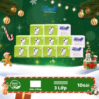  10 Bịch Giấy ăn Slisoft Doctor Care gói 300 tờ khăn giấy khô Trắng tự nhiên từ bột Tre an toàn không tẩy trắng 