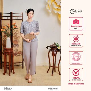  Đồ bộ trung niên chất liệu Lụa gấm với thiết kế thanh nhã nhẹ nhàng thương hiệu Thiều Hoa DB5X0411 