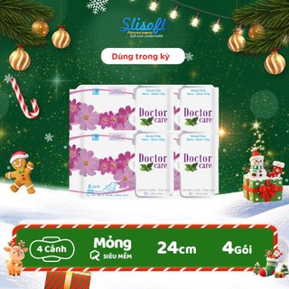  Combo 4 Băng vệ sinh thảo dược Doctor Care BVS ban ngày 24.5cm siêu khô thoáng cả ngày dài 