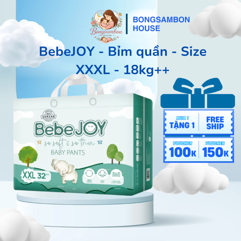 BebeJOY - Bỉm quần - Size XXXL - 18kg++ - 30 miếng  - BONGSAMBON HOUSE