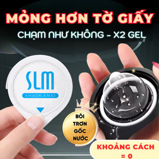 Bao cao su gia đình siêu mỏng 001mm SLM Size 52mm, Siêu Nhiều Gel Truyền Nhiệt Tốt Chân Thật