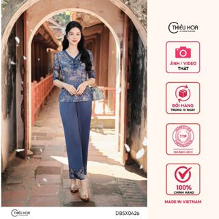  Đồ bộ trung niên chất liệu Gấm hoa với thiết kế thanh nhã nhẹ nhàng thương hiệu Thiều Hoa DB5X0426 