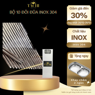 Đũa inox 304 cao cấp TaChi Store Set 10 đôi có vân chống trơn trượt, chống ẩm mốc, chống cong vênh dễ dàng vệ sinh