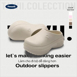 Tawii Dép bánh mì đế cao 5cm Dép bít mũi Nữ Chống Trượt giày sục 5 Màu Dép sục nữ