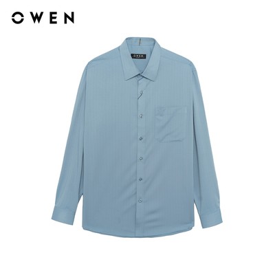 Owen - Áo sơ mi dài tay Plus size AF255095DT màu Xanh đậm chất liệu Spandex