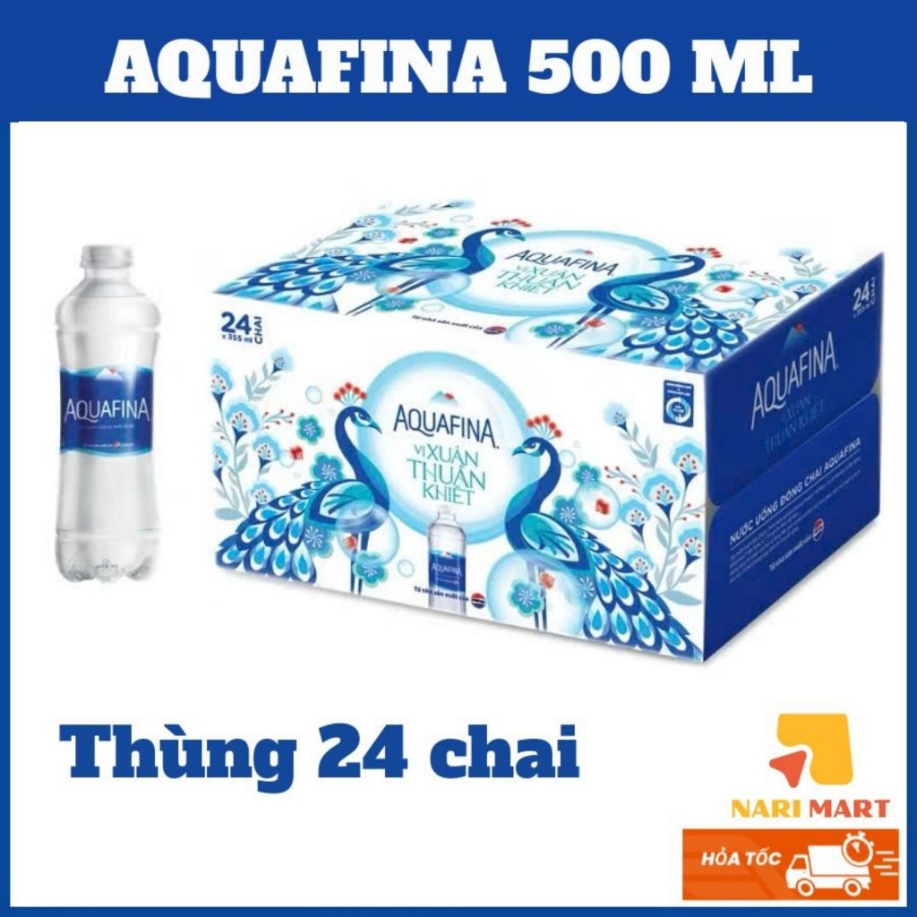 HỎA TỐC TPHCM- AQUAFINA 500ML- Thùng 24 Chai AQUAFINA Nước Tinh Khiết Đóng Chai + Tặng Kèm Ống Hút