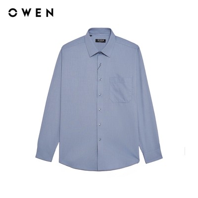 Owen - Áo sơ mi dài tay Regular Fit AR255064DT màu Xanh đậm chất liệu Modal Lenzing