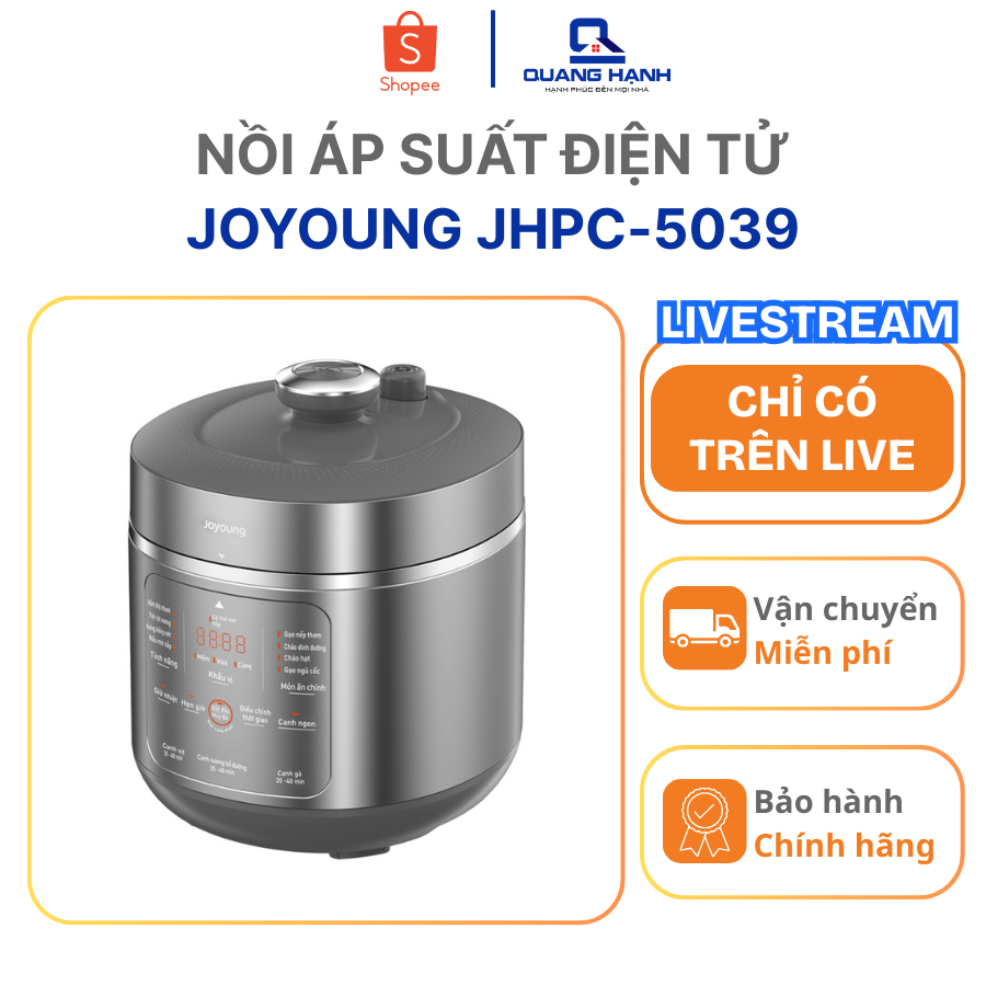 [LIVE] Nồi áp suất Joyoung JHPC-5039 dung tích 5 lít, bảng điều khiển tiếng Việt