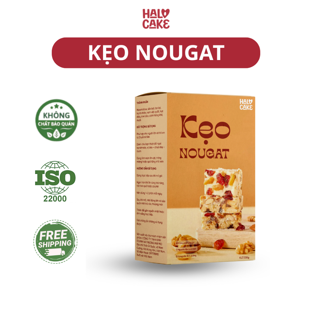 Kẹo Nougat Siêu Hạt Healthy, Hỗ Trợ Ăn Kiêng, Giữ Dáng - Halo Cake - Hộp 300g