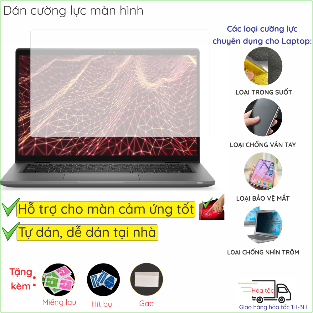 Dán màn hình cường lực dành cho Dell Latitude E7480 7480 7450 2 in 1 7430 7440  nano dẻo trong, nhám