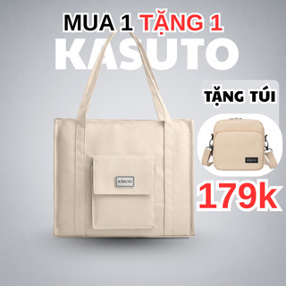  Túi Tote Vải Canvas Chống Nước KASUTO BRAND Compact Book Tote Đựng Laptop 14inch Có Khóa Kéo Đeo Vai 